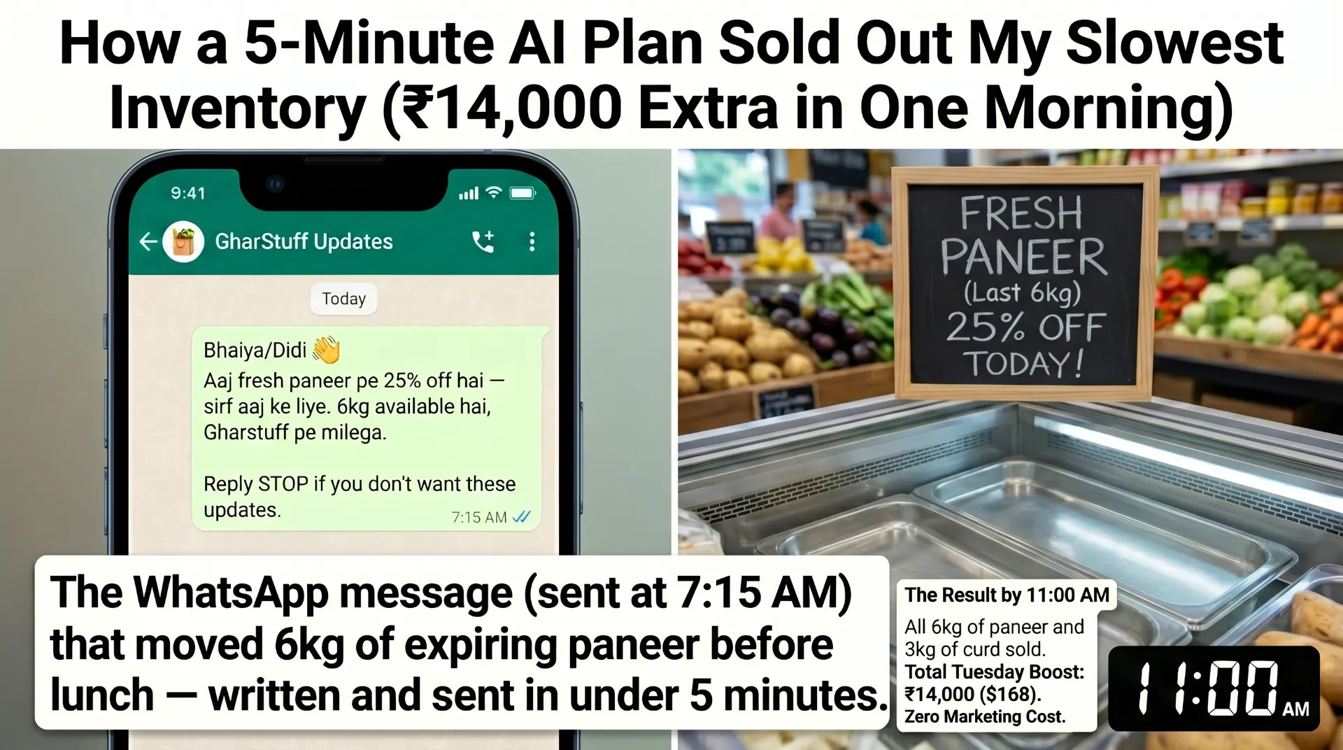 AI WhatsApp marketing for small grocery store — ChatGPT broadcast system tested at gharstuff.com Hisar