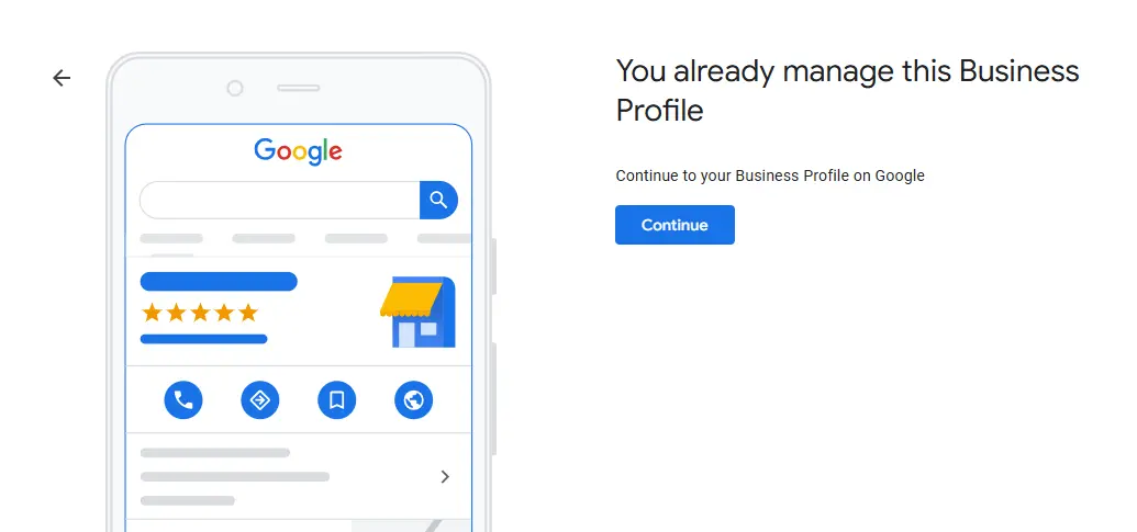 google business profile small retail - claim or create business screen