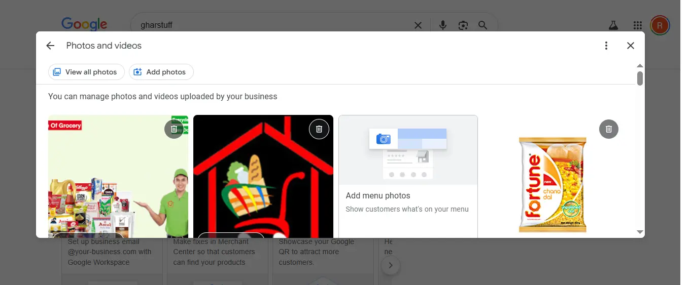 google business profile photo upload small gharstuff store